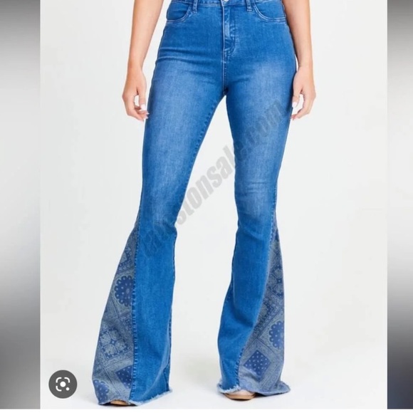 NWT Altar’d State Bandana Flare jeans - Picture 3 of 10